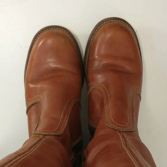 Vintage 70s Dexter Leather Boots 2.25 Chunky Leather Heels Dallas Chestnut sz7.5